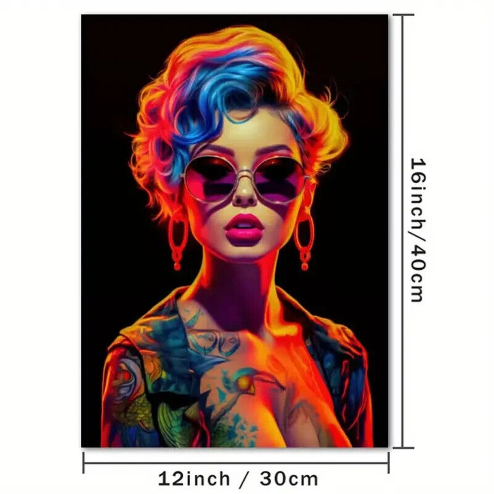 Beautiful Tattoo Girl Vibrant Artistic Canvas Print 12" X 16" Art:Art Prints Style Your Walls